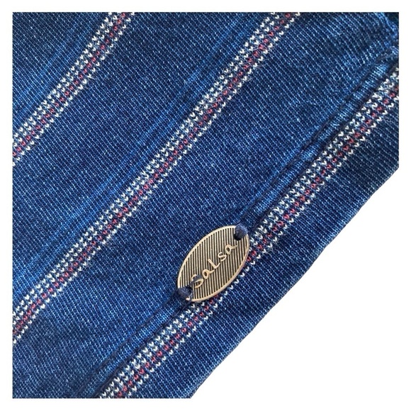 SALSA Men’s T-Shirt Stripe Blue Allover Size Small - Picture 3 of 8